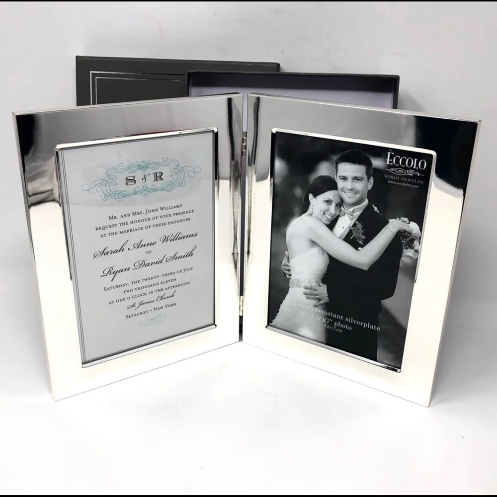 Eccolo Double Invitation Frame Wedding Silverplate - Picture 1 of 7